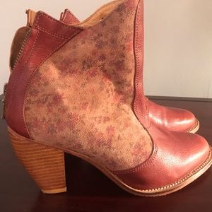 Anthropologie Leather/Suede floral boots